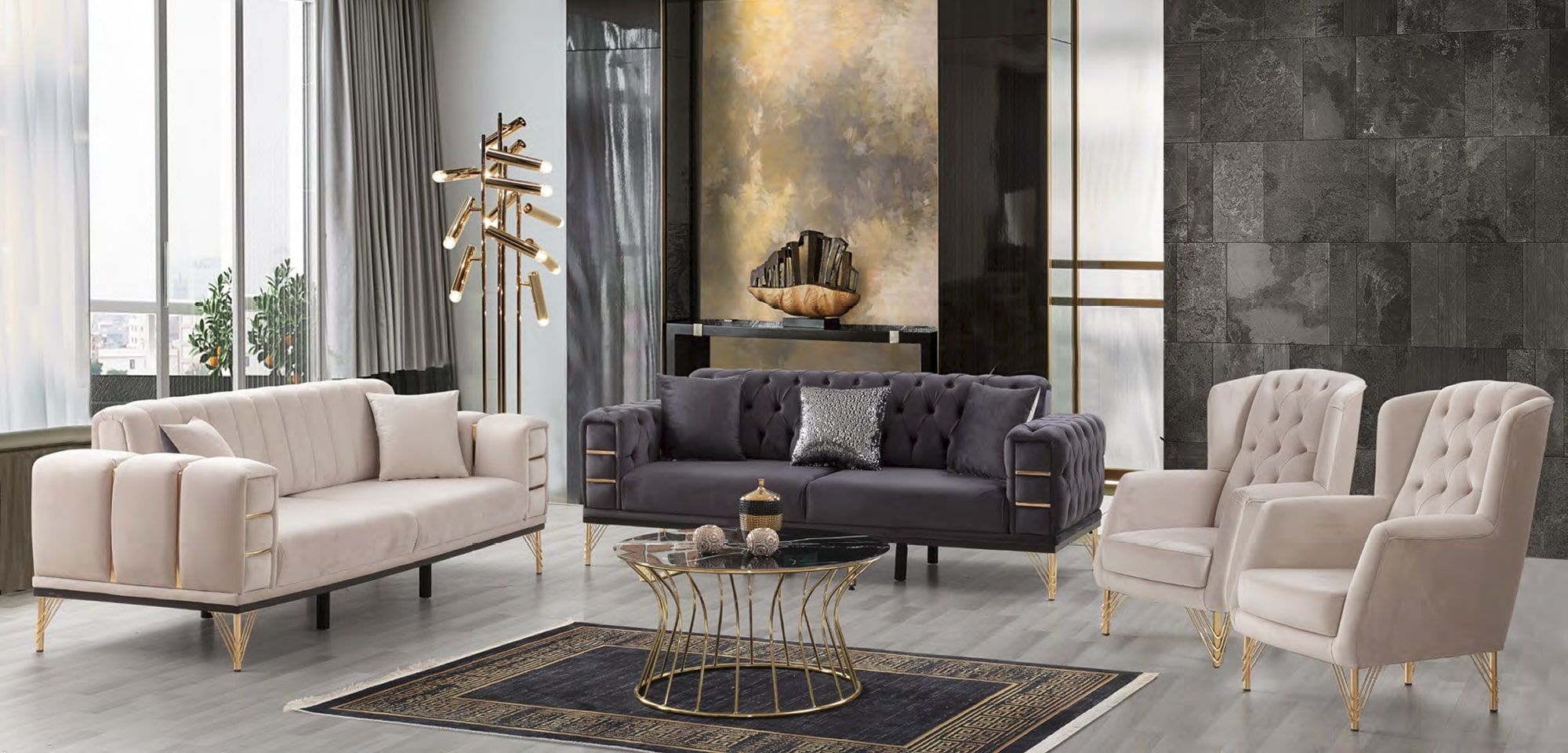 Golden Sofa Set - Sofa Sets - Products